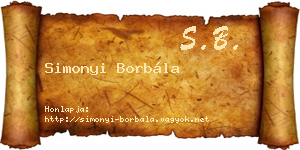 Simonyi Borbála névjegykártya